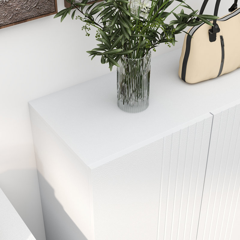 Shoe Storage Cabinet with Adjustable Shelves and Soft-Close Hinges