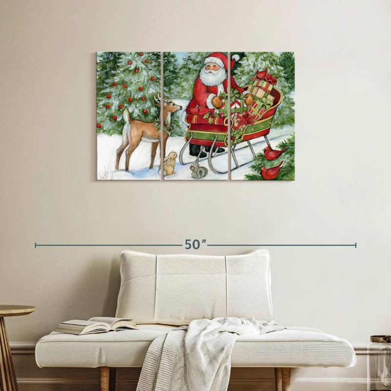 Père Noël et traîneau Woodland, H 24 po x l 38 po