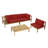 Collinward 5 - Person Seating Group with Red Cushions and Grey LED  Parasol