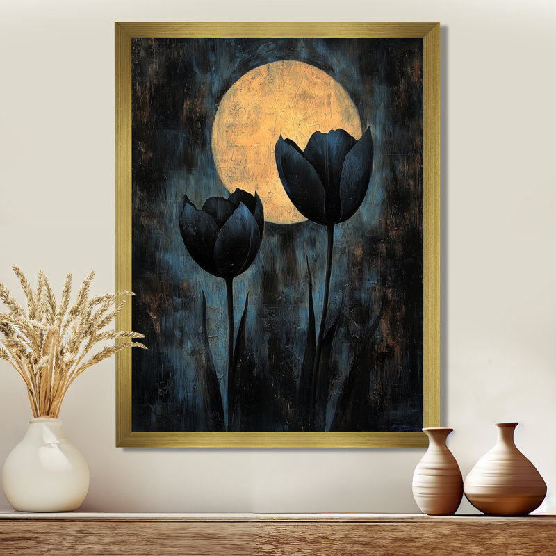 Jenssen - Art mural floral, H 20 po x l 12 po, Reproduction encadrée d'une seule photo, Doré