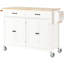 Chariot pour îlot de cuisine avec plateau en bois massif et roues verrouillables, largeur de 54,3 pouces, armoire à 4 portes et deux tiroirs, support à épices, porte-serviettes-881080137