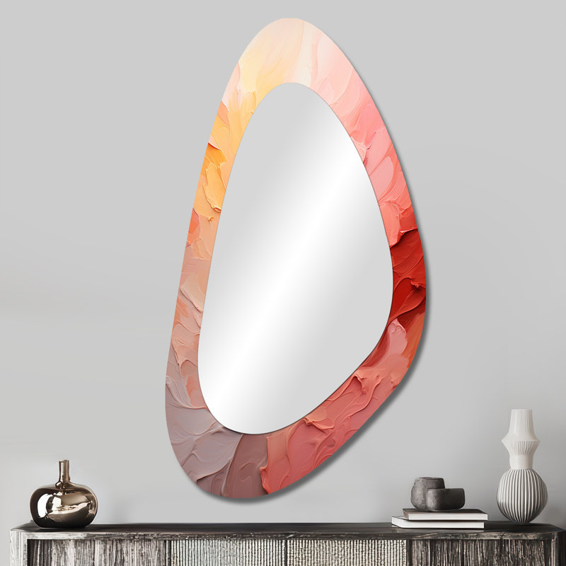 Gradient Grace Artistry - grand miroir de forme unique arc-en-ciel, miroir mural décoratif traditionnel asymétrique, impression d'art en métal