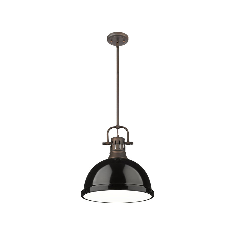 Petit luminaire suspendu avec tige Aljona, H 14,625 po x l 14 po x P 14 po, Noir, noir, noir, noir, Bronze huilé