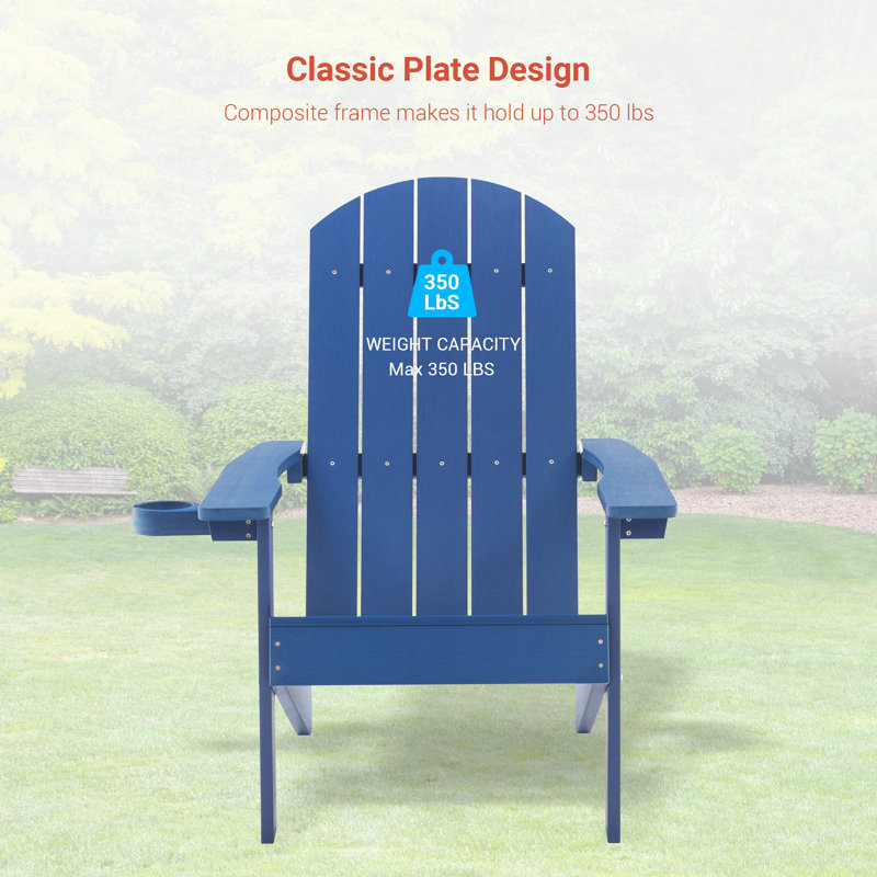 Chaise Adirondack en plastique Bergenfield, Bleu marine