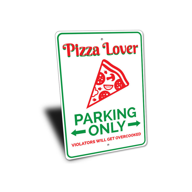 Enseigne de pizza en aluminium pour les amateurs de pizza, H 18 po x l 12 po x P 0,06 po