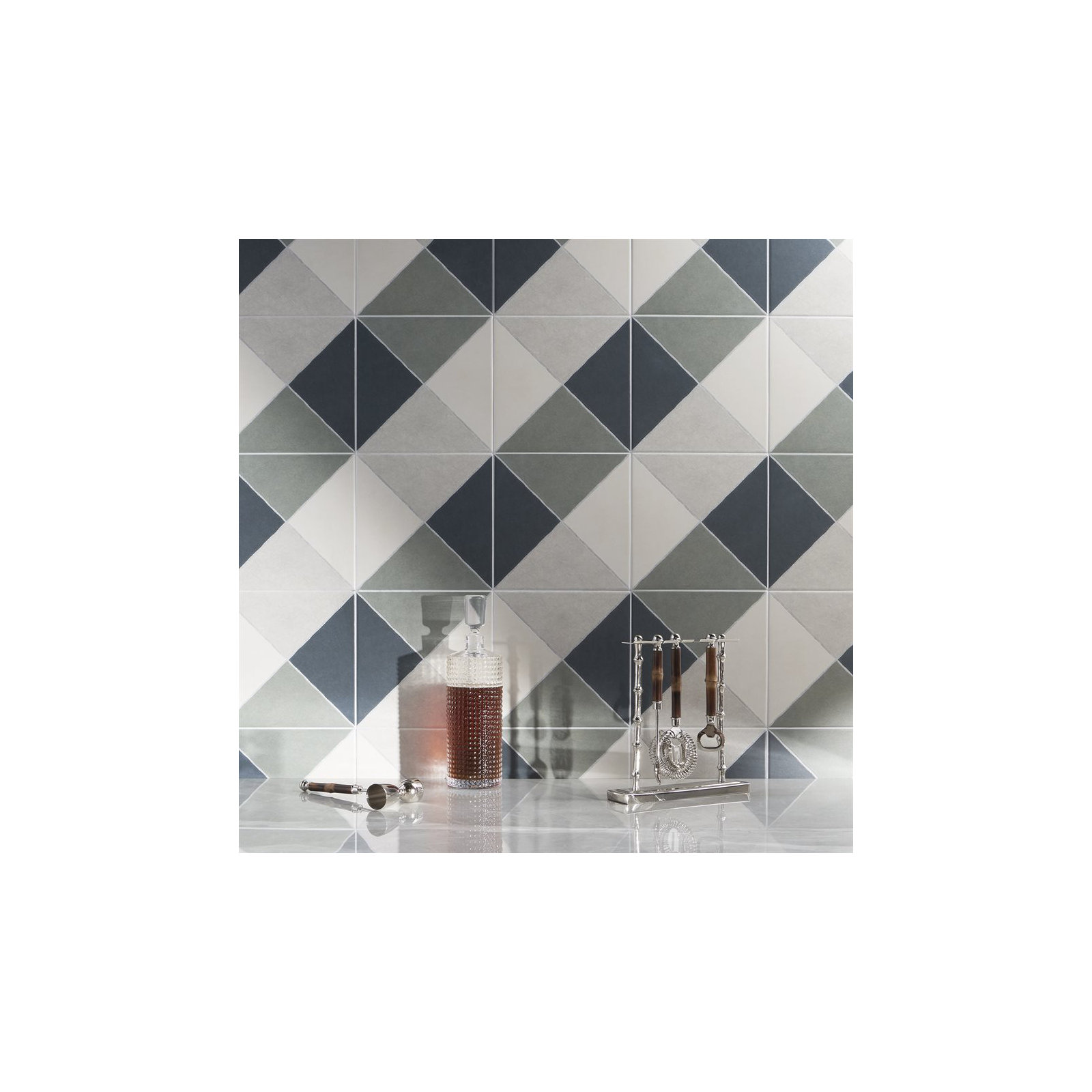 Ava Diagonal 9" x 9" Porcelain Tile (10.76 sq. ft./ Case), Navy