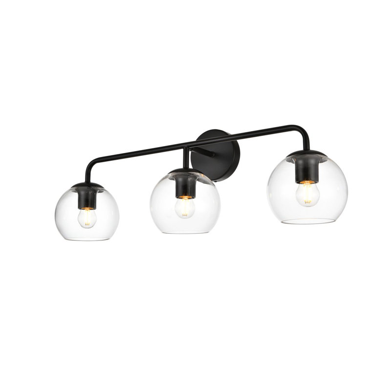 Lumière de meuble-lavabo à intensité variable, Noir, 3 lumières, H 10 po x l 28 po x P 28 po