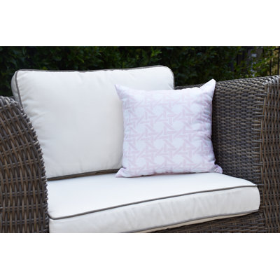 Palm Beach Rattan Print Outdoor Geometric Square Pillow Cover and Insert