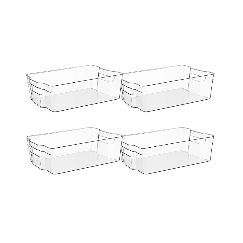 Bacs de rangement transparents pour congélateur, ensemble de 4, bacs de réfrigérateur empilables