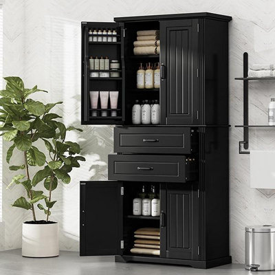 Multi-Functional Storage Cabinet With 2 Drawers, Slide Rails And Adjustable Shelf