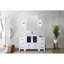 Meuble-lavabo blanc 54 po W avec armoires latérales, robinet, plateau en céramique et miroir mural de 28 po - Résistance aux égratignures durable pour une surface suspendue à un trou-1057077522-1057077523