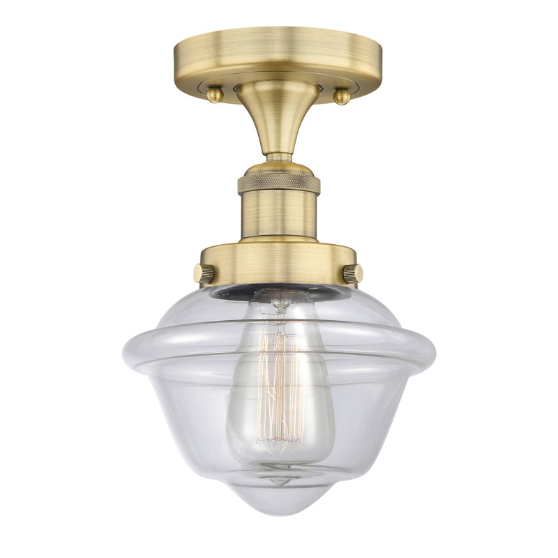 Grourke Glass Semi Flush Mount, Brushed Brass, Clear