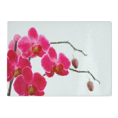 Tempered Glass Hot Pink Orchids Chopping Board
