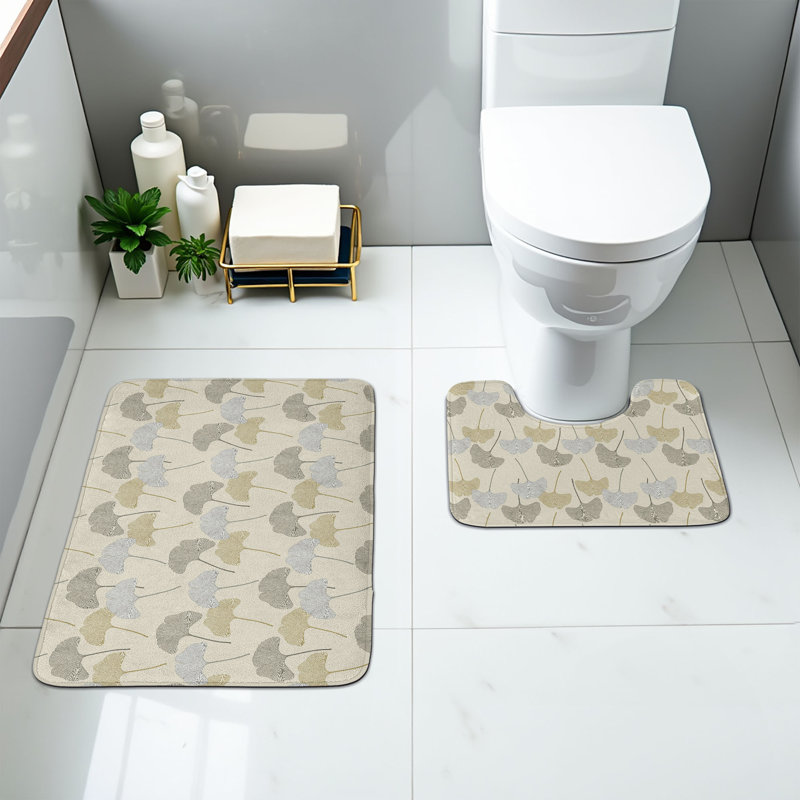  Ensemble de 2 tapis de salle de bain Gingko