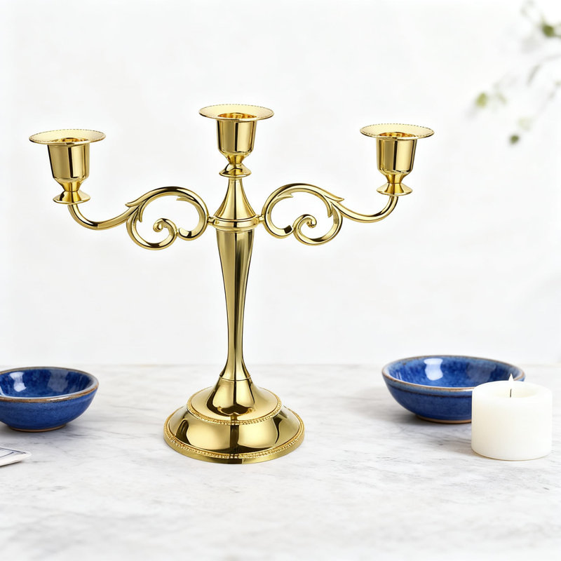 3-Arm Candelabra Candlestick Holder, Elegant European-Style Metal Candelabra For Wedding Centerpieces, Dining Table Decor, And Christmas Party Home Decoration