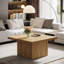 Table basse carrée, table basse cannelée de 31,5 pouces, table de salon moderne de style Mid-Century, grande table basse pour le salon, assemblage facile, chêne