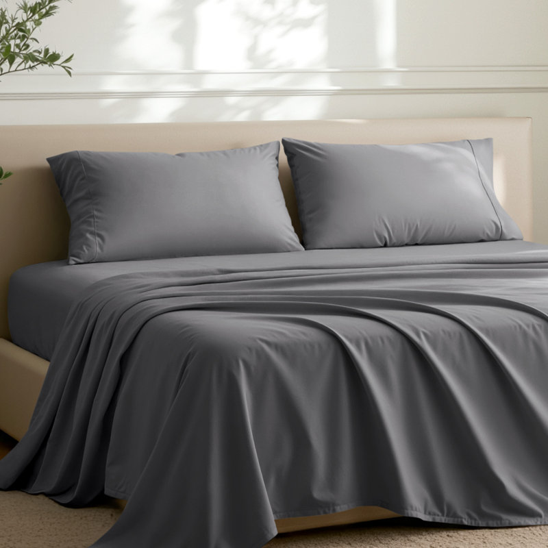 Microfiber Pillowcase Set Envelope Closure, Gray, Standard Pillow Case