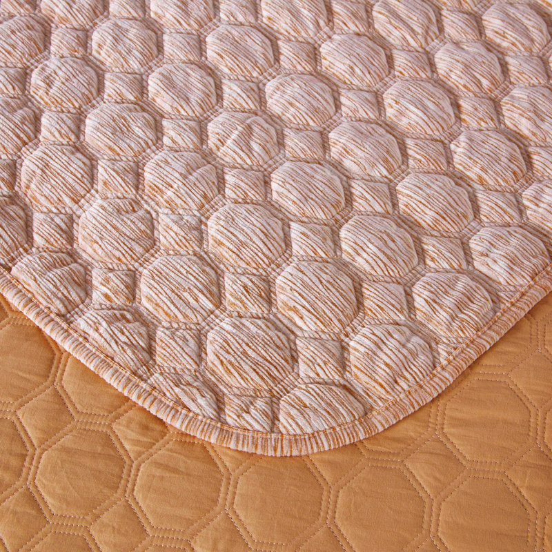 Apricot Orange Queen Velvet Reversible Quilt Set