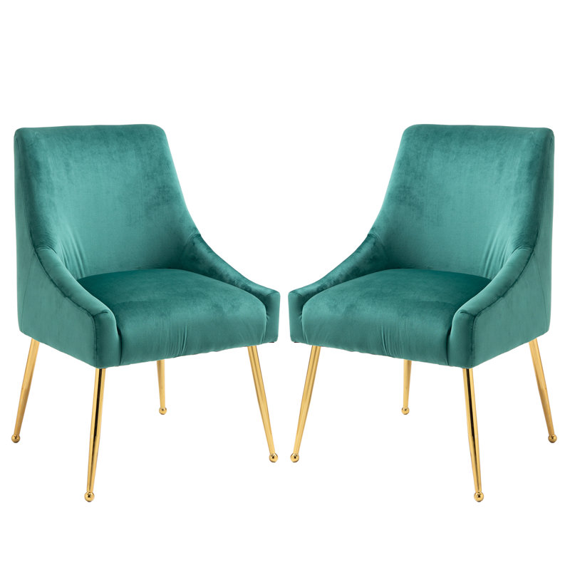 Chaise d'appoint rembourrée en velours Breionna, Vert