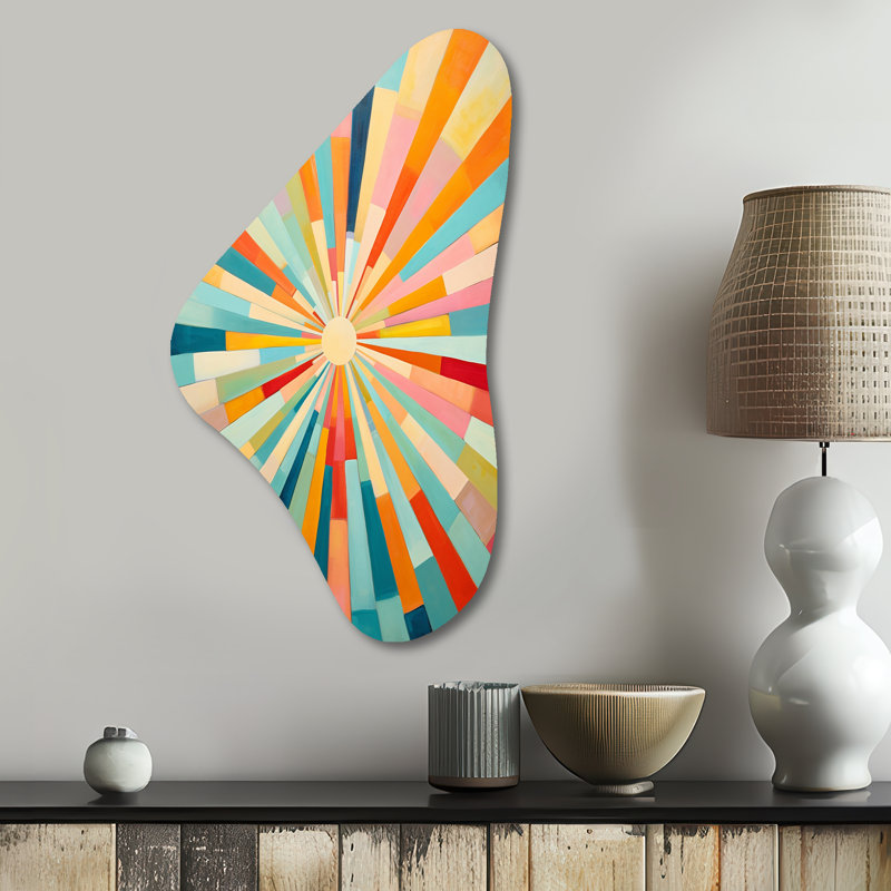 «Colorful Mid Century Optical Serenade III», reproduction d'art sculpture en métal Freeform, 31" H x 17" W x 1" D