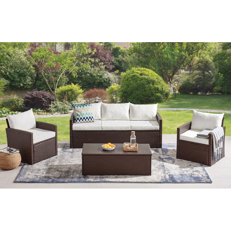 Chaise de patio avec coussins Avamonroe, Brun foncé