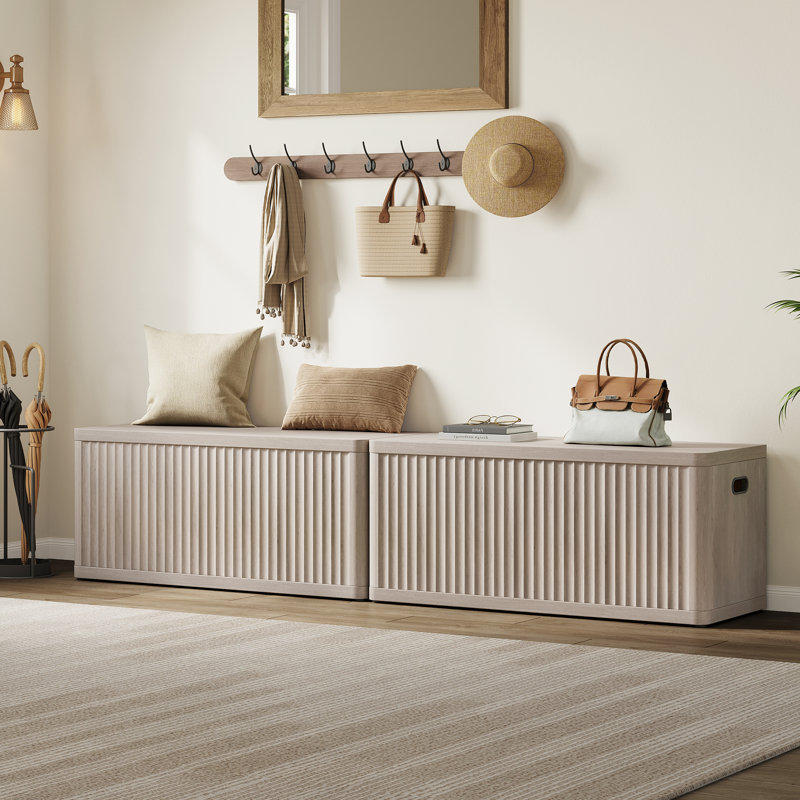 Banc en bois 40,2 po Cesiro, multifonctionnel avec rangement caché Cesiro, Aulne blanc, Individuel
