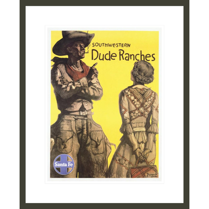 «Southwestern Dude Ranches», affiche par Hernando, H 21,75 po x l 17,67 po