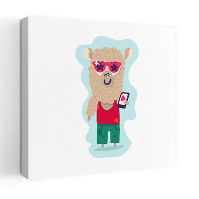 Cool Llama Phone Fun Contemporary Animal Summer Wall Art Print