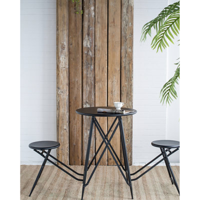 60.83 x 24 x 32.3" Modern Minimalist Black Stowable Dining Set, 2‑Person Table with Built‑in Seats, Stable Frame, Spacious Tabletop for Tableware, Indoor & Outdoor Use