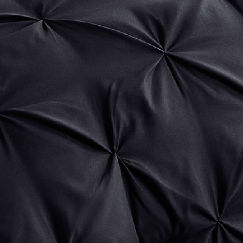 Édredon en pli noir avec draps, taies d'oreiller et taies décoratives, Noir, Édredon de grande taille et 6 pièces supplément