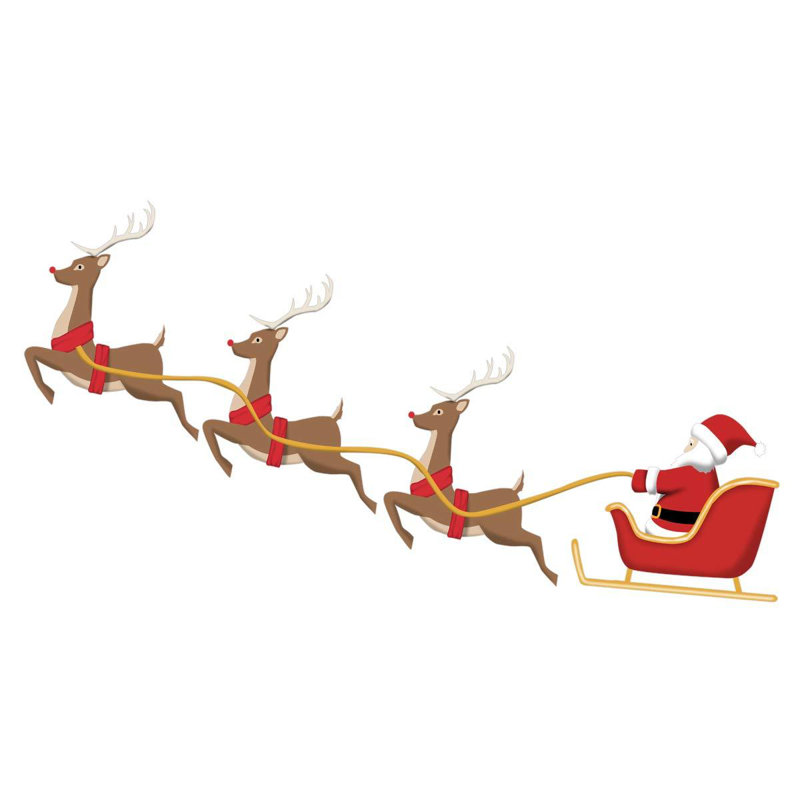 Décalcomanie murale renne père noël, H 16 po x l 30 po