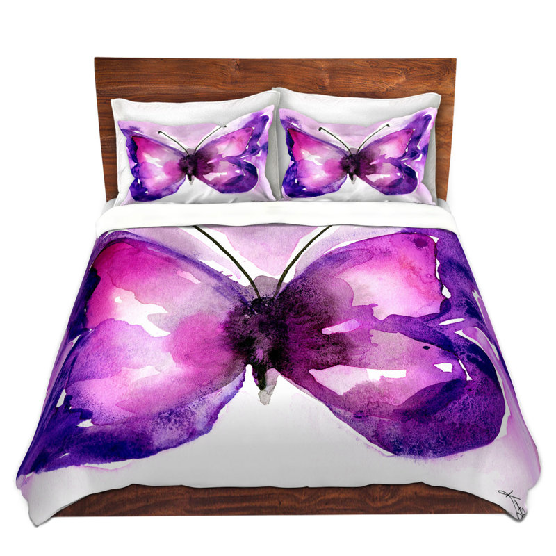 Ensemble de housse de couette simple DiaNoche en microfibre par Kathy Stanion - Aquarelle papillon 31