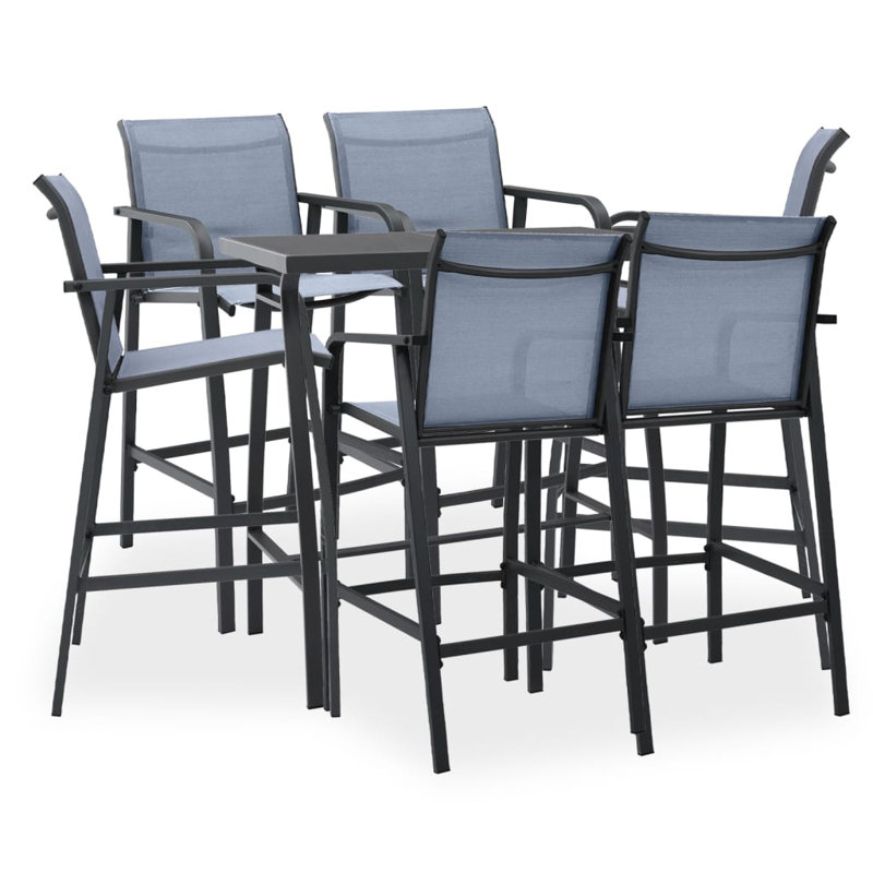 Grabel 6 - Person Rectangular Patio Dining Set, Grey