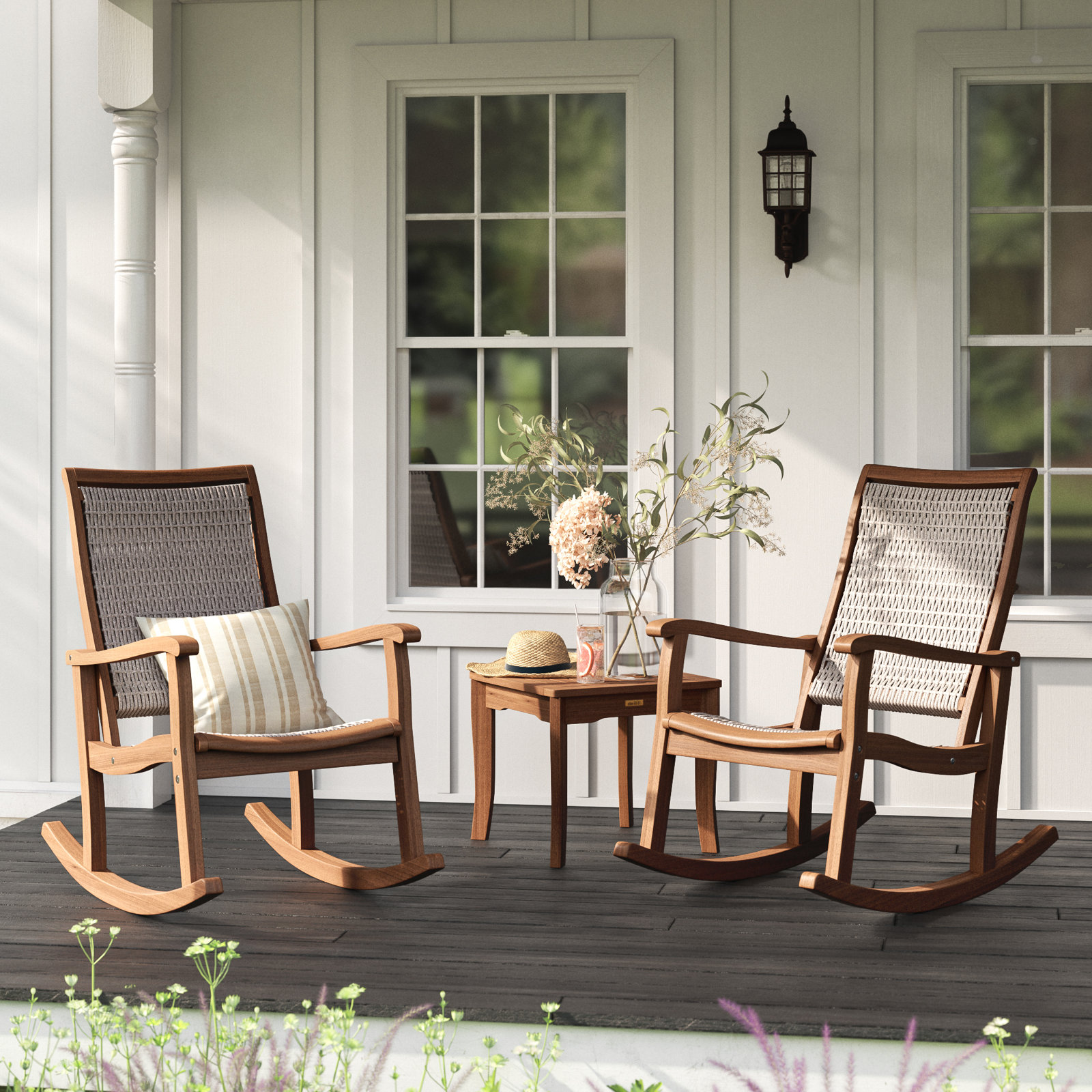 Arnot 2-Person Eucalyptus Patio Seating Group, Driftwood Gray