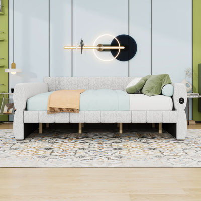 King Upholstered Daybed with USB Ports