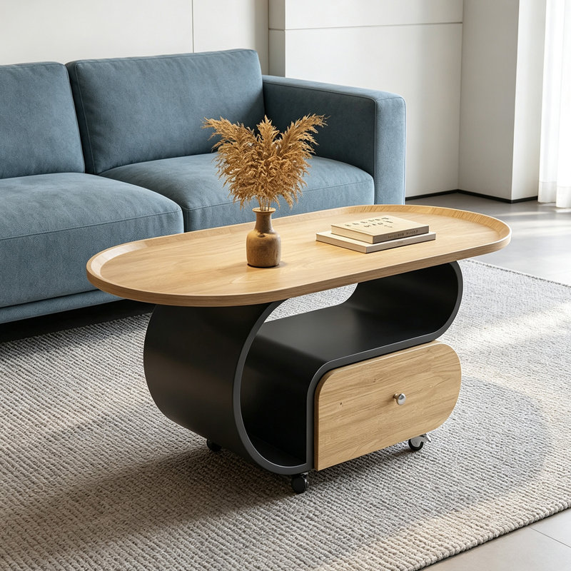 Modern Small Apartment Mobile Storage Coffee Table