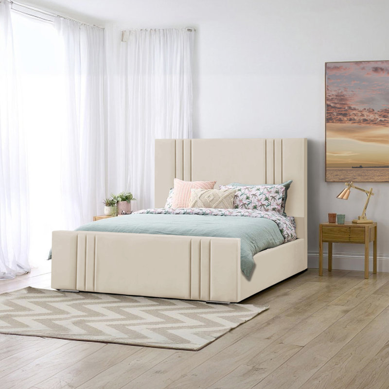 Adelpho Upholstered Bed, Cream, Small Double (4')