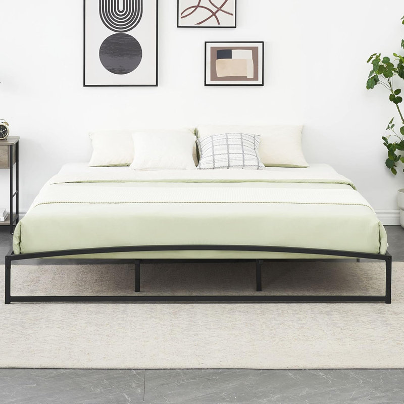 Low Bed Frame Full Size - 6/10 Inch Heavy Duty Metal Platform Mattress Foundation No Box Spring Needed  Noise-Free