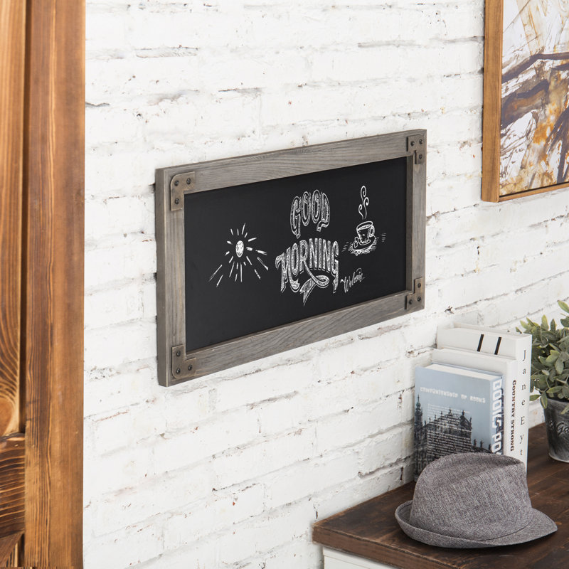 Wall Mounted Chalkboard 64.9cm H x 32cm W, Grey