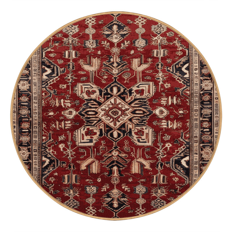 Tapis brun lavable à la machine, Rond 7 pi