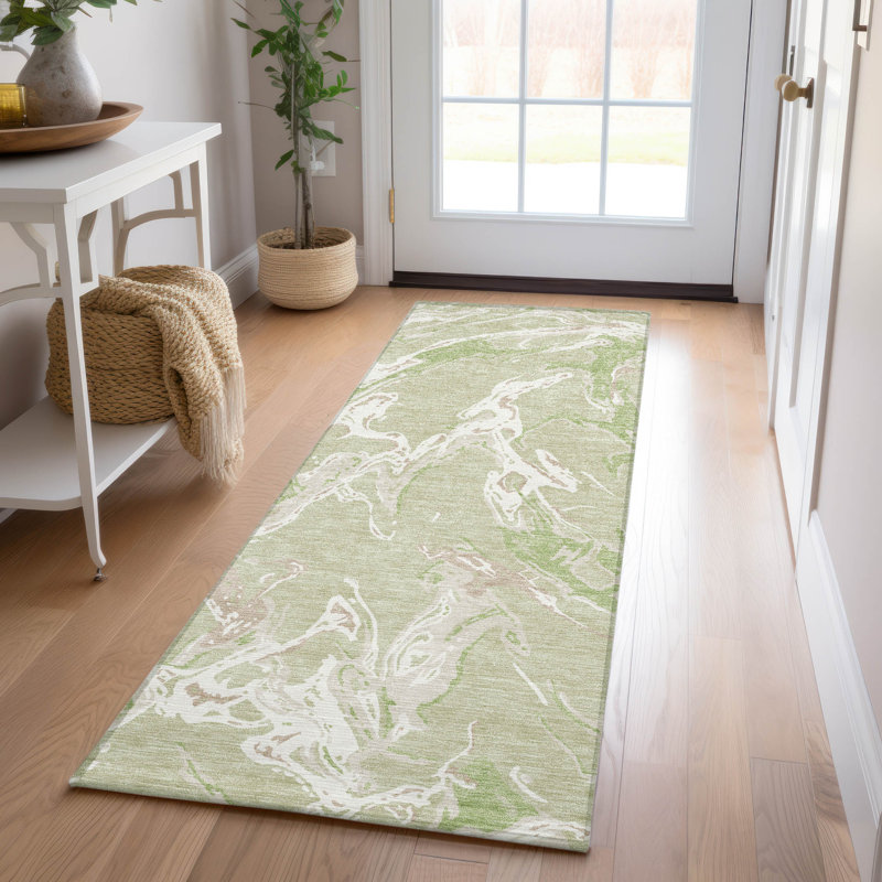 Lani Aloe Washable Indoor-Outdoor Rug - , 2'3" x 7'6"