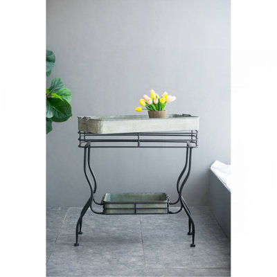 32X15X31" Maggie Galvanized Tray Table Accent Table