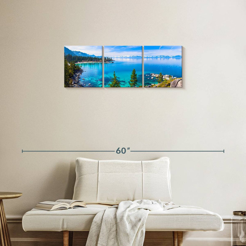 Lake Tahoe Tranquility 3 pièces, H 12 po x l 38 po x P 1,25 po