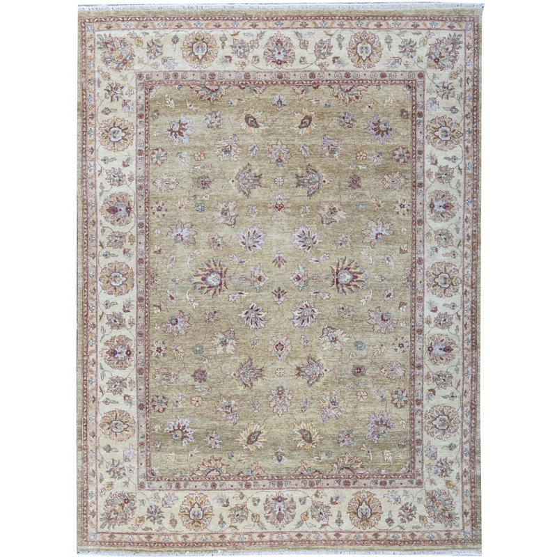 Hand-Knotted High-Quality Gold and Cream Area Rug