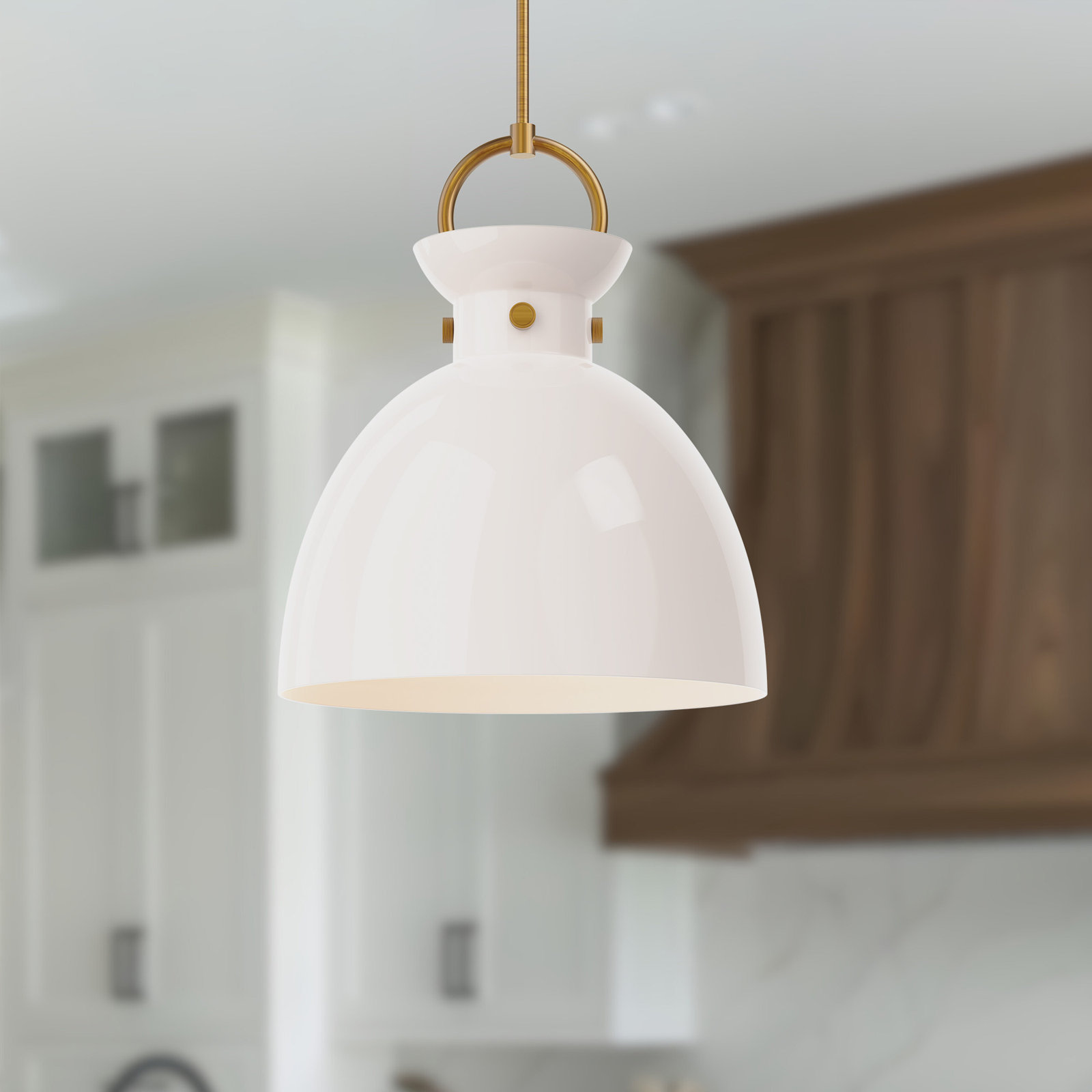 Tinka Single Light Glass Steel Pendant, Aged Gold, 21.75" H x 18" W x 18" D