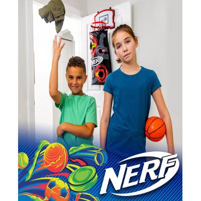 NERF Basketball Hoop Hamper - Laundry Layup Over The Door Basket + Shooting Target