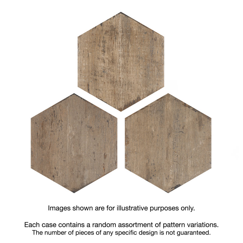 Retro Hex 14" x 16" Porcelain Wood Look Wall & Floor Tile