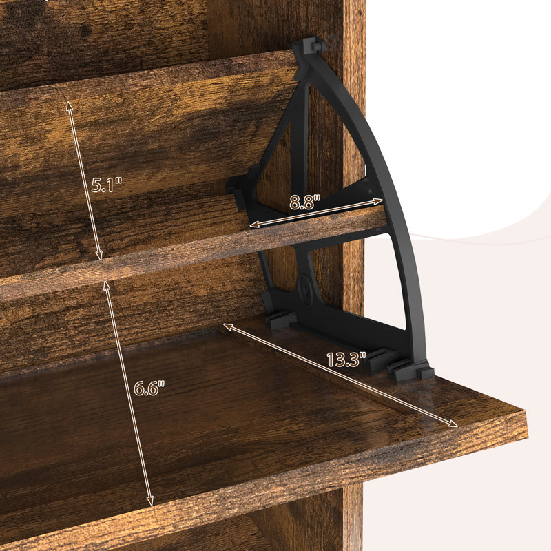 Armoire de rangement pour chaussures 20 paires avec 2 tiroirs et tablettes réglables, Brun