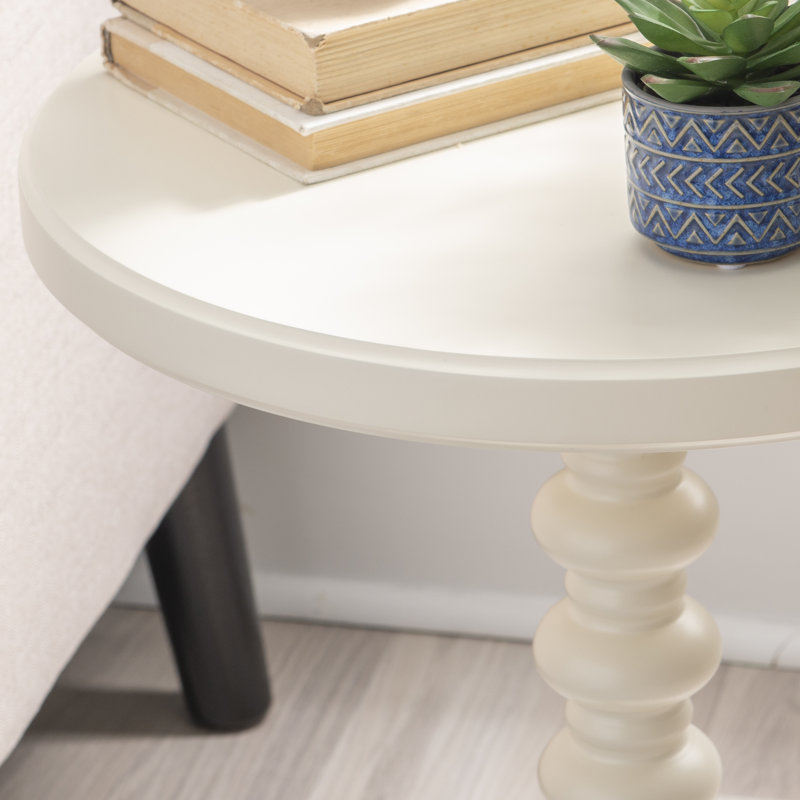 Table de bout à piédestal Fiama, Blanc cassé, H 22,25 po x l 17 po