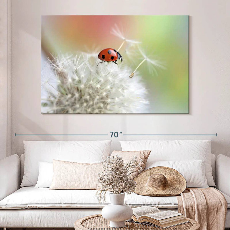 Harnek Ladybug On Dandelion, 34" H x 51" W